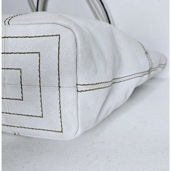 TIGNANELLO White Soft Pebble Leather Shoulder Bag Handbag Multi-pocket - Picture 10 of 14